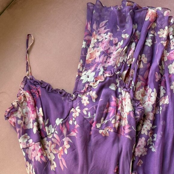 Floral Beaded Silk Maxi Dress - Picture 5 of 6